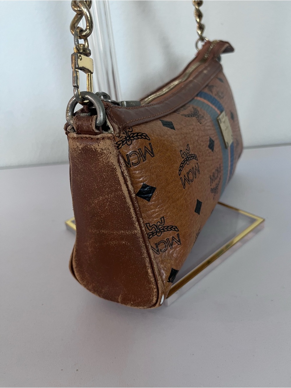 MCM CHAIN WITH LEATHER SHOULDER BAG. - Picture 14 of 15